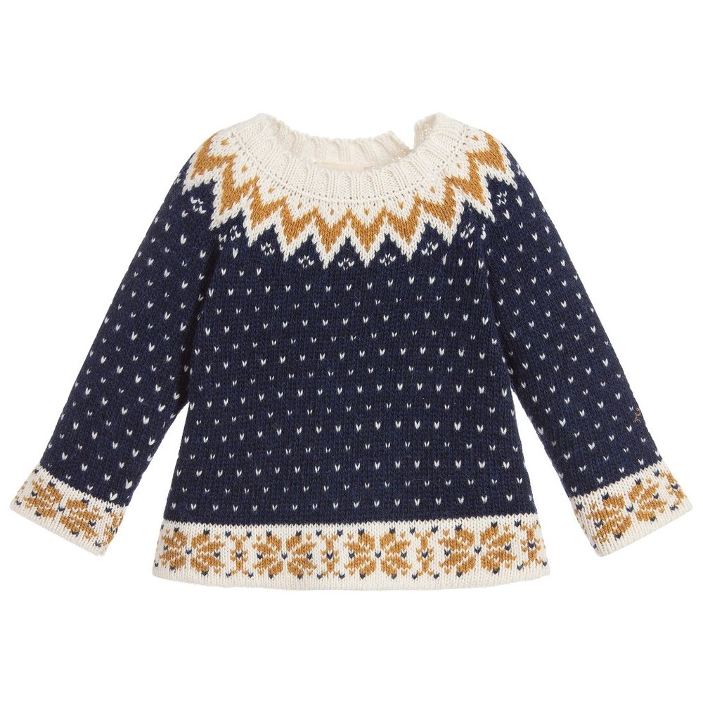 NWT Nanos Blue Wool Cashmere Fair Isle Sweater Babies Toddler Boys Girls 36M 3T